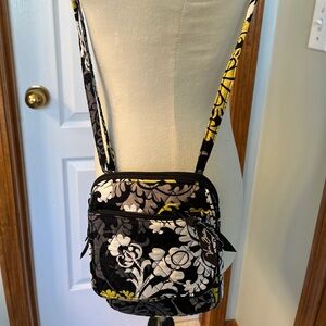 Women’s crossbody Vera Bradley Baroque adjustable straps gray black yellow